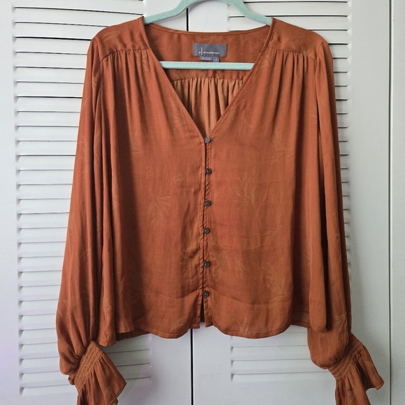 Anthropologie Women Long Sleeve Blouse Rust Size M - Picture 1 of 8